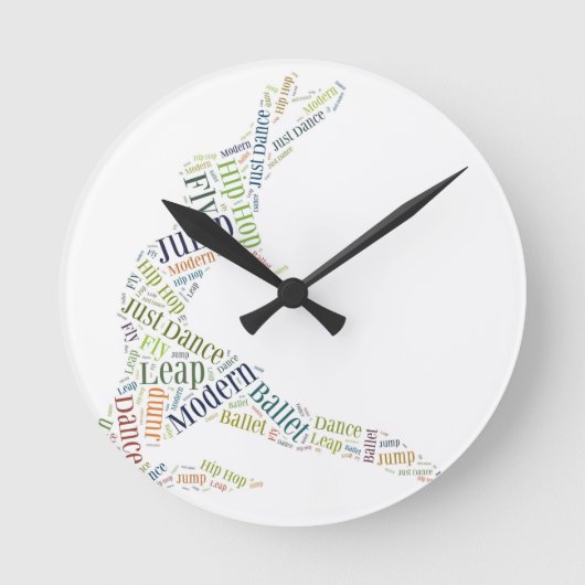 Dance Word Cloud Ronde Klok (Voorkant)