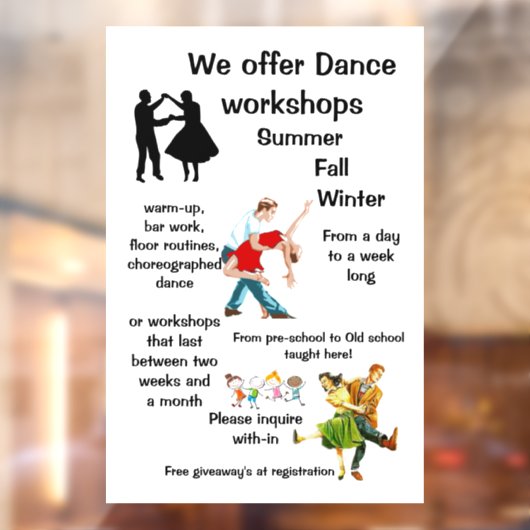 "Dance Workshop" Raamsticker (Vel 2)