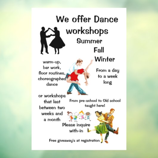 "Dance Workshop" Raamsticker (Vel 3)
