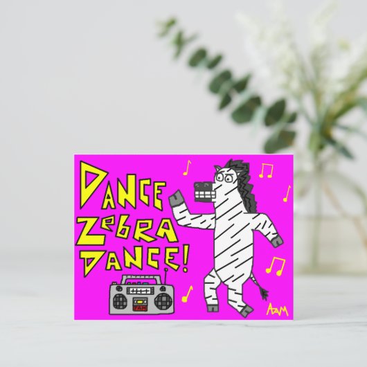 Dance Zebra Dance. Briefkaart (Staand voorkant)