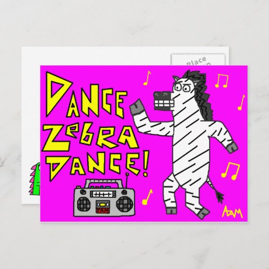 Dance Zebra Dance. Briefkaart (Voorkant / Achterkant)