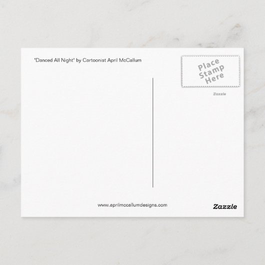 DANCED ALL NGHT Cartoon Briefkaart door April McCa (Achterkant)