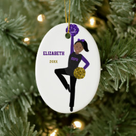 DanceLine Meisje In Zwart, Paarse en Goud Keramisch Ornament