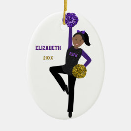 DanceLine Meisje In Zwart, Paarse en Goud Keramisch Ornament