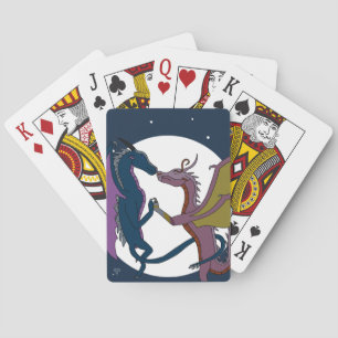 Dancende Fantasy Draak Liefde Mystieke Illustratie Pokerkaarten