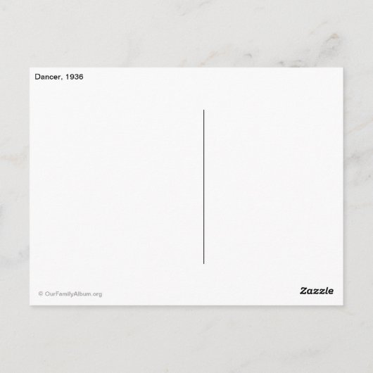 Dancer 1936 briefkaart (Achterkant)