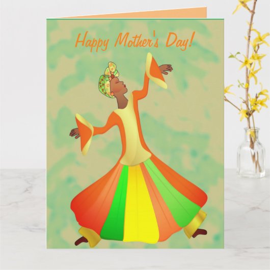 Dancer African American Moederdag Kaart (Gele Bloem)