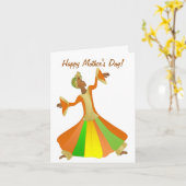 Dancer African American Moederdag Kaart (Gele Bloem)