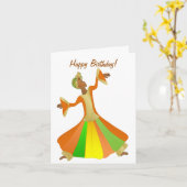 Dancer African American Woman Happy Birthday Kaart (Gele Bloem)