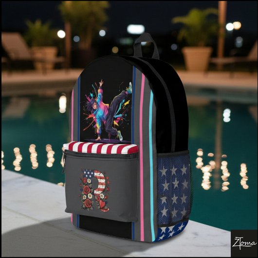 Dancer Americana Monogram Backpack Neon Splatters Bedrukte Rugzak