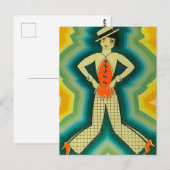 “Dancer” Art Deco-omslag van Jose Carlos Briefkaart (Voorkant / Achterkant)
