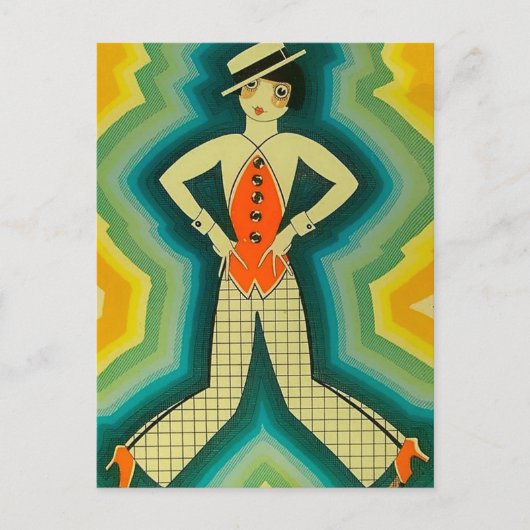 “Dancer” Art Deco-omslag van Jose Carlos Briefkaart (Voorkant)