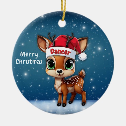 Dancer Baby Deer, Fawn, Doe, Reindeer🦌 🎄 Keramisch Ornament (Voorkant)