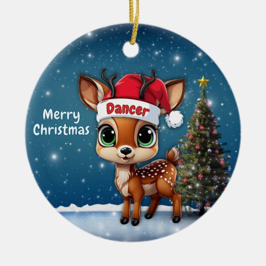 Dancer Baby Deer, Fawn, Doe, Reindeer🦌 🎄 Keramisch Ornament (Voorkant)