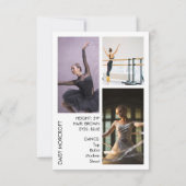 Dancer Casting Foto Portfolio Comp Card Kaart (Achterkant)