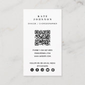 Dancer Choreograaf Foto Sociale Media QR Code Visitekaartje (Achterkant)