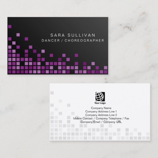 Dancer Choreograaf Talent Abstracte Paarse blokjes Visitekaartje (Voorkant / Achterkant)