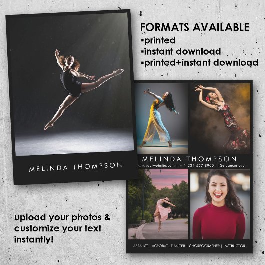 Dancer Choreographer Comp Card 5 Photo Headshot Kaart