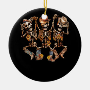 Dancer Cowboy Skelet Cowgirl Dancing Bone Boots Keramisch Ornament