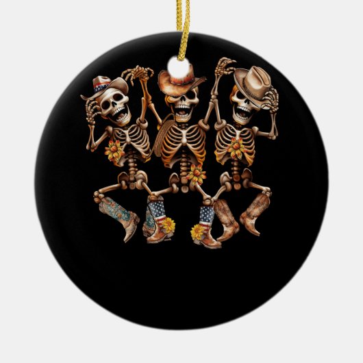 Dancer Cowboy Skelet Cowgirl Dancing Bone Boots Keramisch Ornament (Voorkant)