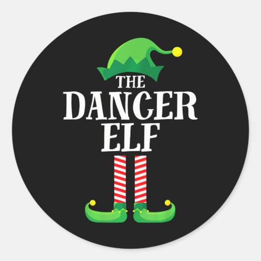 Dancer Elf Matching Family-kerstfeest Ronde Sticker (Voorkant)