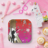 Dancer en gitaar papieren bordje (Feest)