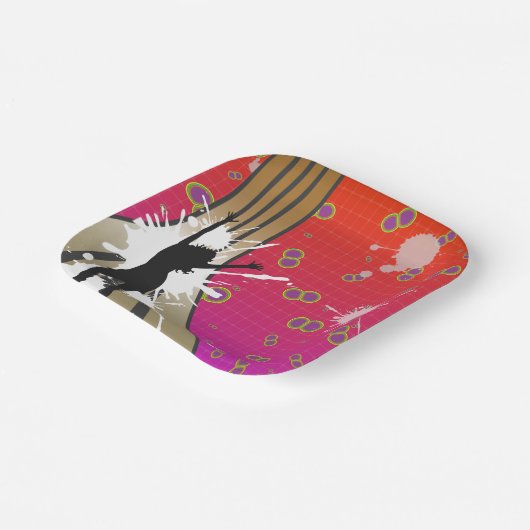 Dancer en gitaar papieren bordje (Gebogen)