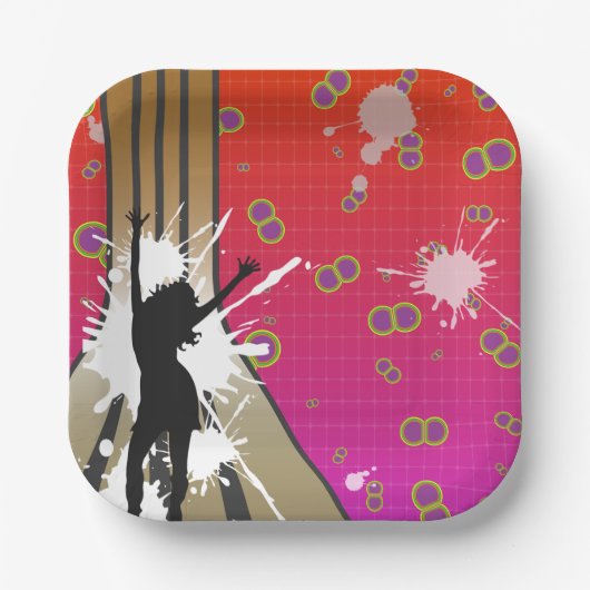 Dancer en gitaar papieren bordje (Voorkant)