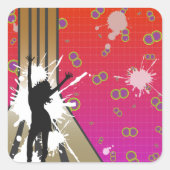 Dancer en gitaar vierkante sticker (Voorkant)