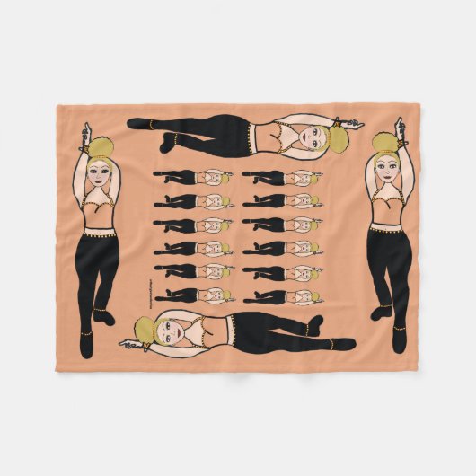 Dancer Fleece Deken Perzik & Zwart (Voorkant (Horizontaal))