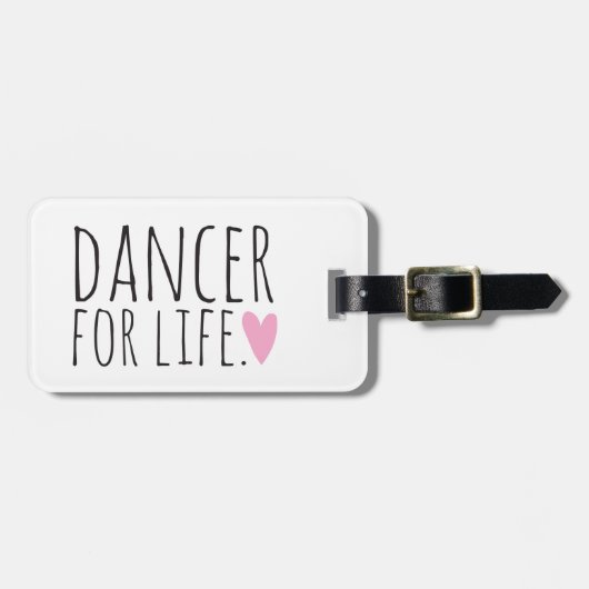 Dancer for Life White met hart Bagagelabel (Voorkant horizontaal)