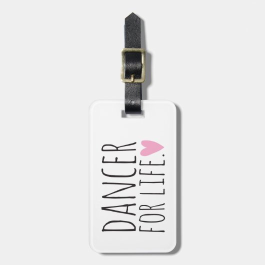 Dancer for Life White met hart Bagagelabel (Voorkant verticaal)