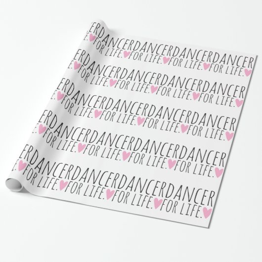 Dancer for Life White met hart Cadeaupapier (Uitgerold)