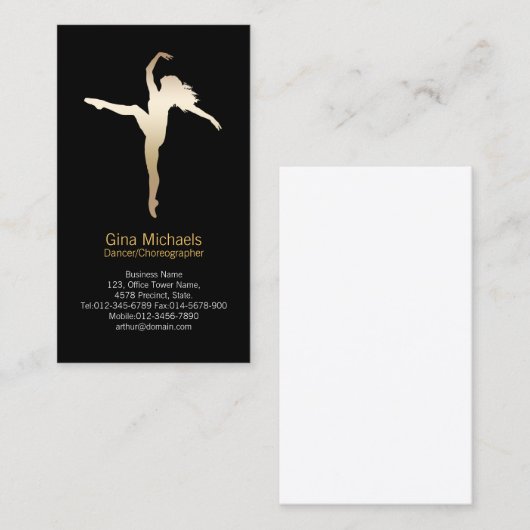 Dancer Gold Silhouette Dancer Visitekaartje (Voorkant / Achterkant)