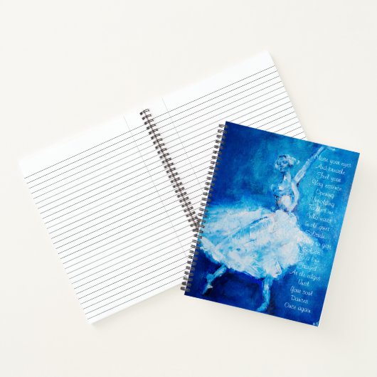 Dancer in blauw en wit met inspirerend poëzie notitieboek (Binnen)