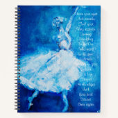 Dancer in blauw en wit met inspirerend poëzie notitieboek (Voorkant)