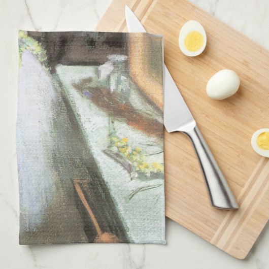 Dancer in haar kleedkamer door Edgar Degas Theedoek (Quarter Fold)