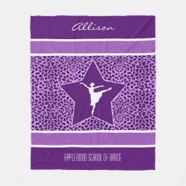 Dancer in Paarse Cheetah Print met Monogram Fleece Deken