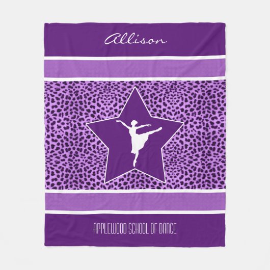 Dancer in Paarse Cheetah Print met Monogram Fleece Deken (Voorkant)