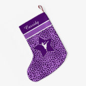 Dancer in Paarse Cheetah Print met Monogram Kleine Kerstsok (Achterkant (Hangend))