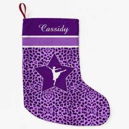 Dancer in Paarse Cheetah Print met Monogram Kleine Kerstsok