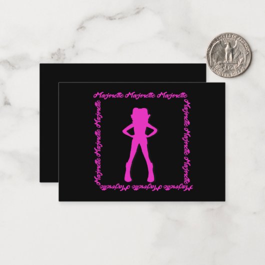 Dancer Majorette Notecard C ( Fuchsia Black ) Notitiekaartje (Voorkant / Achterkant in situ)
