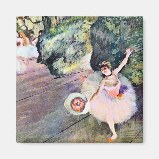 Dancer met een Bouquet van Flowers van Edgar Degas Magneet (Voorkant)