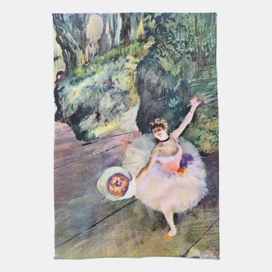 Dancer met een Bouquet van Flowers van Edgar Degas Theedoek (Verticaal)