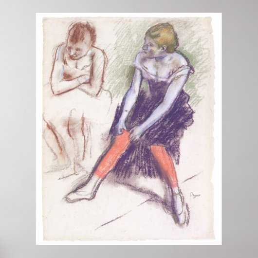 Dancer met rode kousen van Edgar Degas Poster (Voorkant)