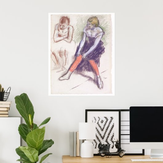 Dancer met rode kousen van Edgar Degas Poster (Thuiskantoor)