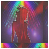 Dancer Onder Neon Rainbow Light Douche Fabric Stof (Close Up)