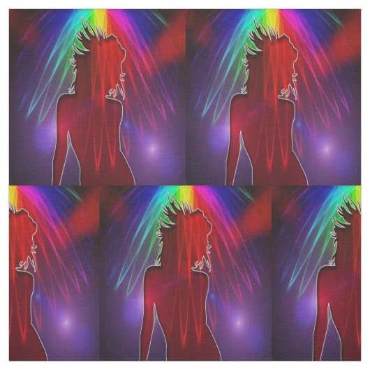 Dancer Onder Neon Rainbow Light Douche Fabric Stof (Swatch)