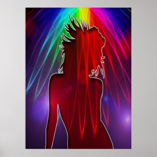 Dancer onder Neon Rainbow Light Shower Poster