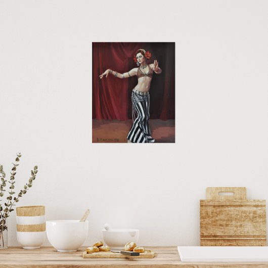 Dancer op donkerrood poster (Keuken)